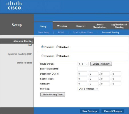 Cisco E1000 management screen