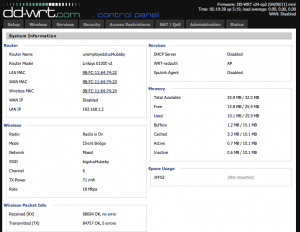 The DD-WRT menu